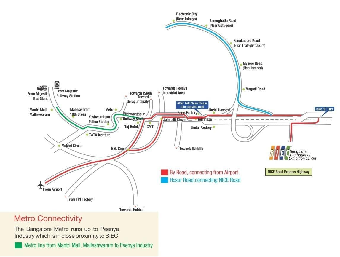 mapa Bangalore International Exhibition center