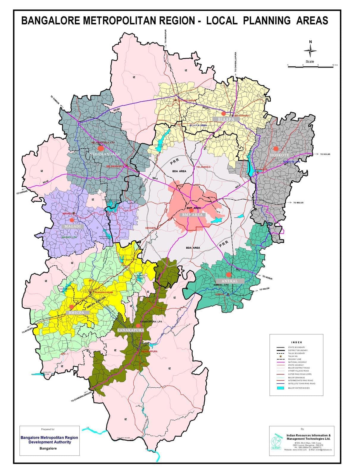 Mapa bangalore z terytorium