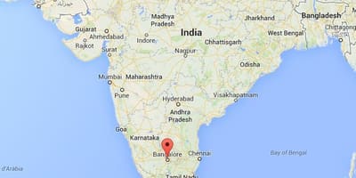 Bangalore w Indiach mapie